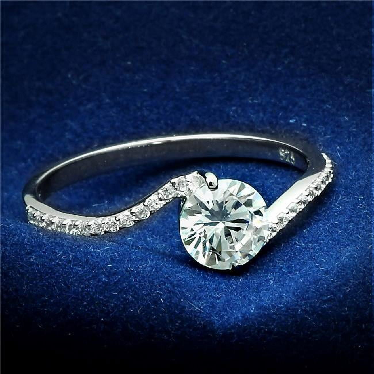 TS045-9 Women Rhodium 925 Sterling Silver Ring with AAA Grade CZ in Clear - Size 9