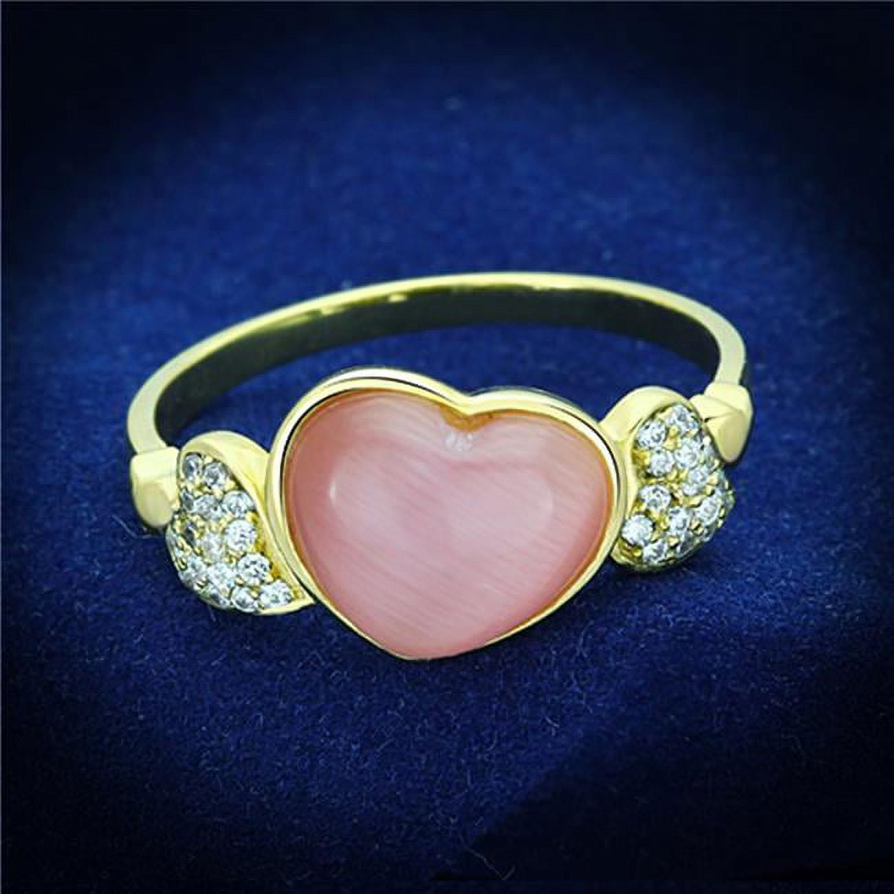 TS136-6 Women Gold 925 Sterling Silver Ring with Synthetic in Rose - Size 6