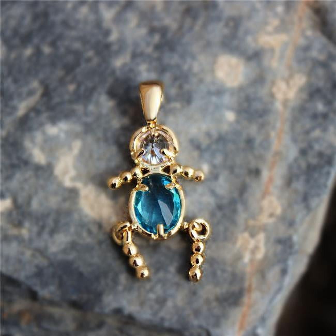 Picture of Alamode LOA1382 Gold Plating Brass Pendant with AAA CZ&#44; Aquamarine