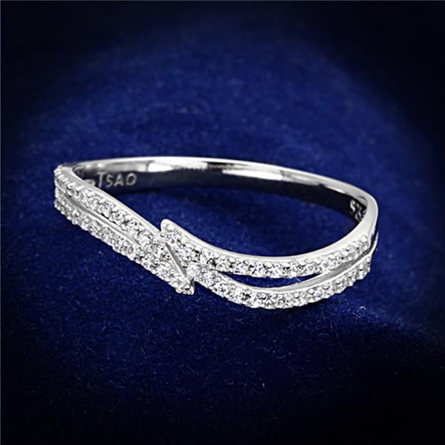Women Rhodium 925 Sterling Silver Ring with AAA Grade CZ in Clear - Size 6