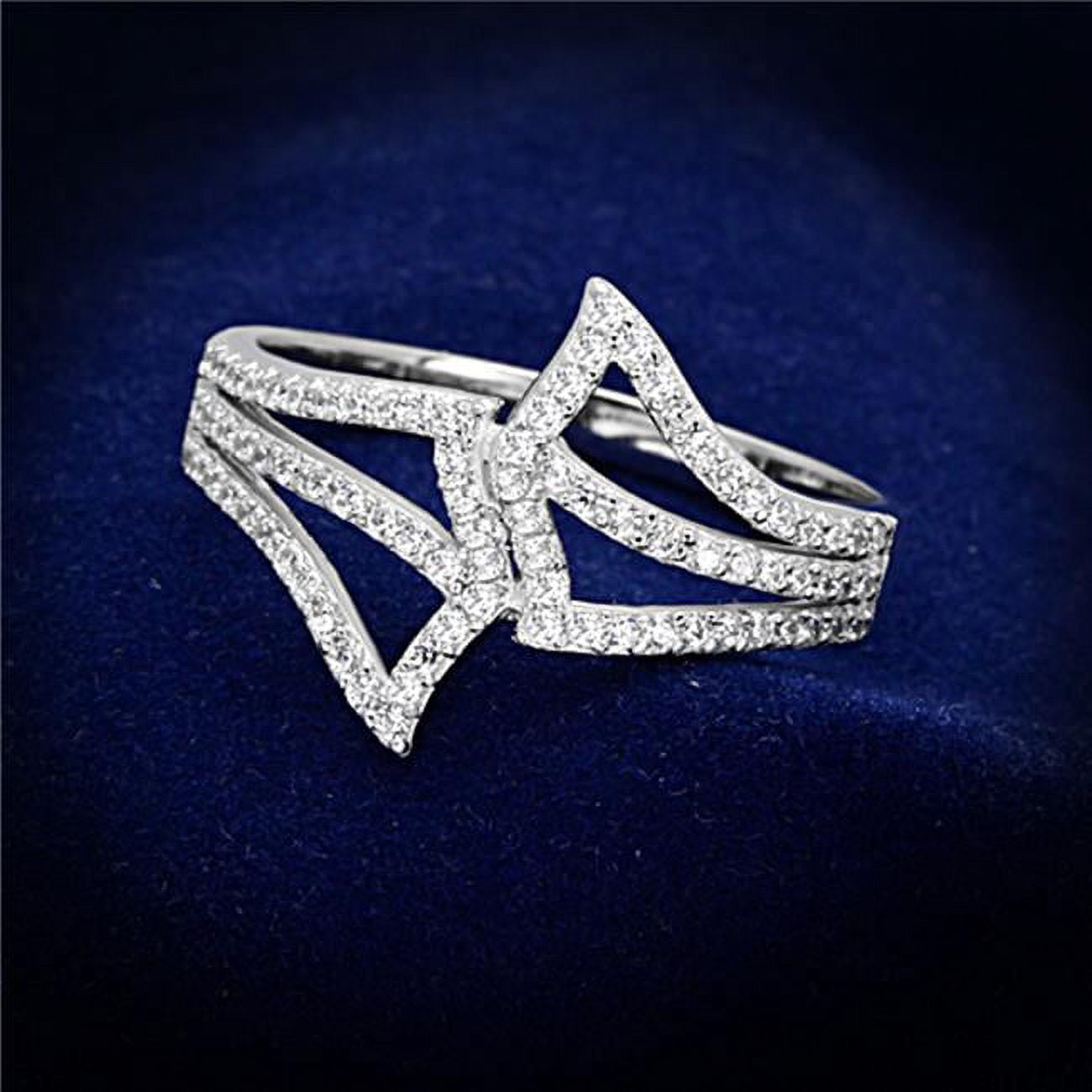 Women Rhodium 925 Sterling Silver Ring with AAA Grade CZ in Clear - Size 9