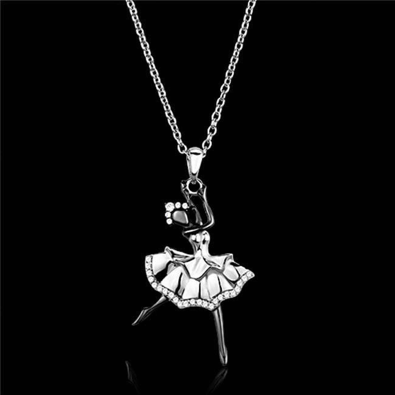 TS164-16 Women Rhodium & Ruthenium 925 Sterling Silver Chain Pendant with AAA Grade CZ in Clear - 16 in -  Alamode