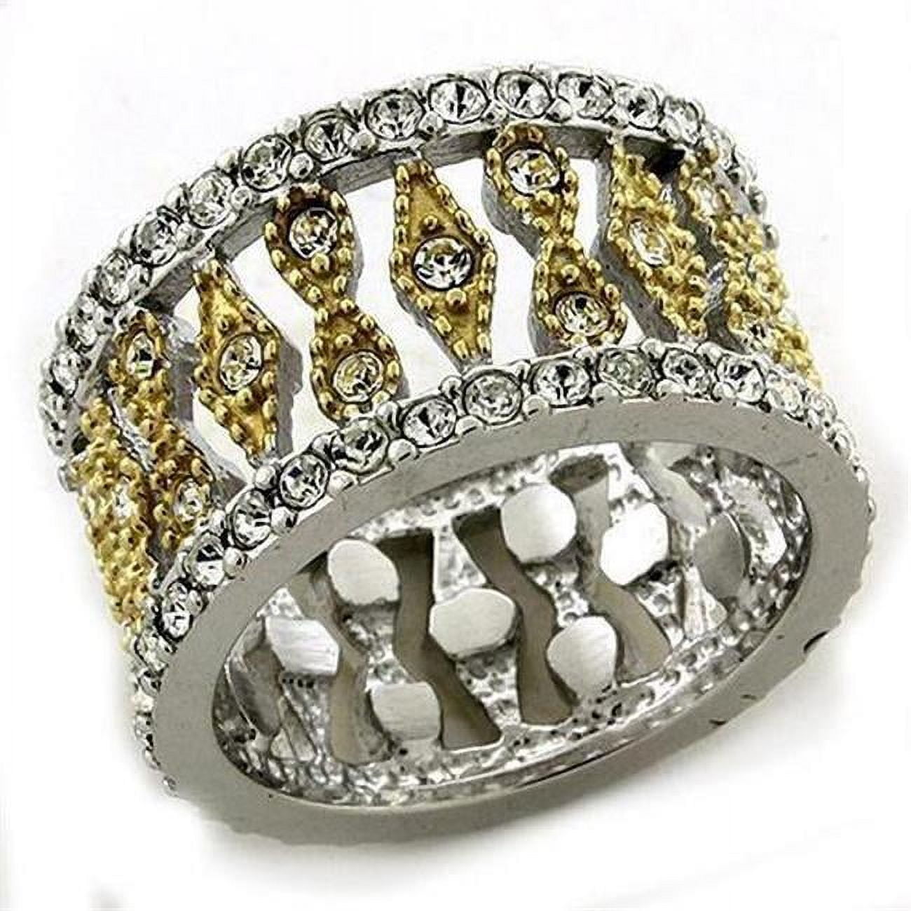 Picture of Alamode LOAS1194-5 Gold Plus Rhodium 925 Sterling Silver Ring with Top Grade Crystal, Clear - Size 5