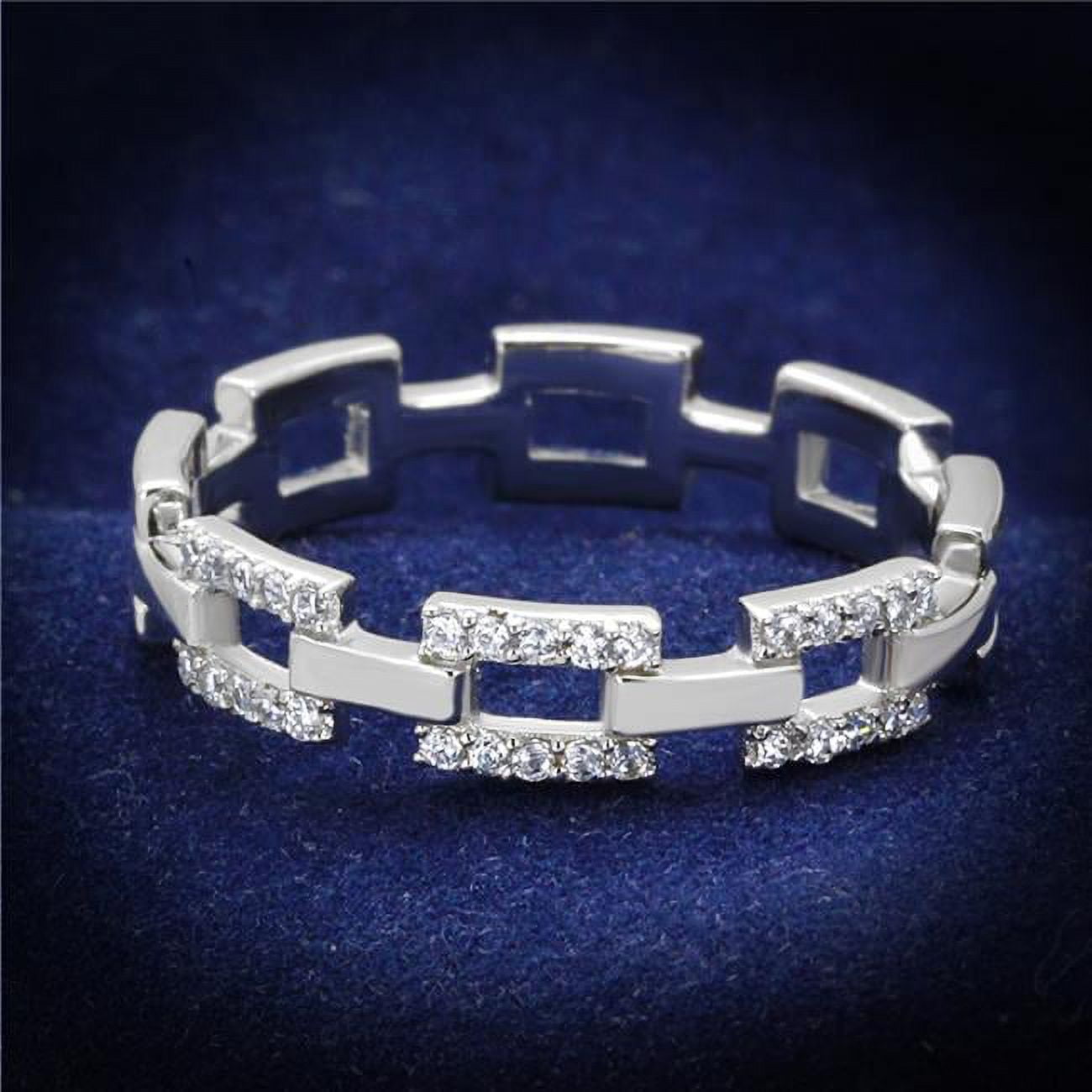 Women Rhodium 925 Sterling Silver Ring with AAA Grade CZ in Clear - Size 5