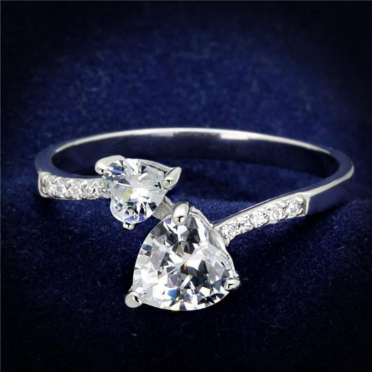 Women Rhodium 925 Sterling Silver Ring with AAA Grade CZ in Clear - Size 6