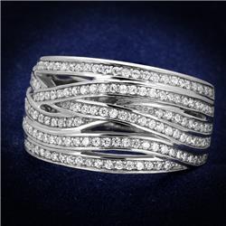 Women Rhodium 925 Sterling Silver Ring with AAA Grade CZ in Clear - Size 8