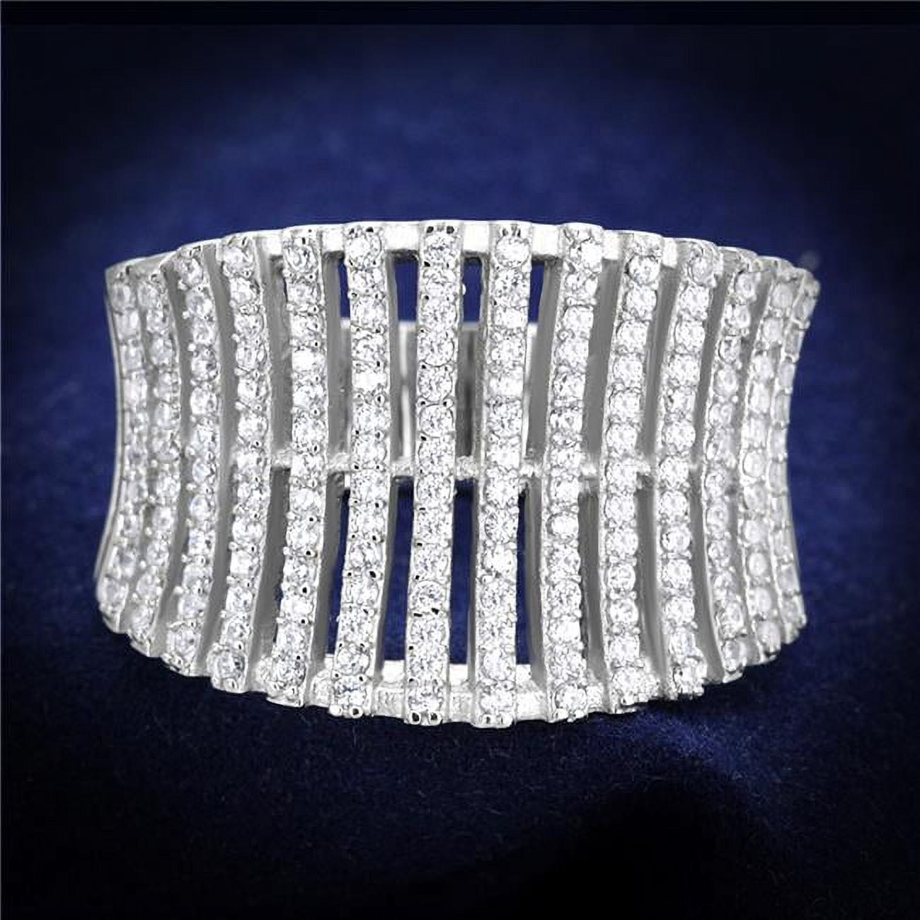 Women Rhodium 925 Sterling Silver Ring with AAA Grade CZ in Clear - Size 7