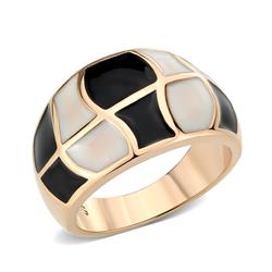IP Rose Gold Ion Plating Stainless Steel Ring with No Stone - Size 7