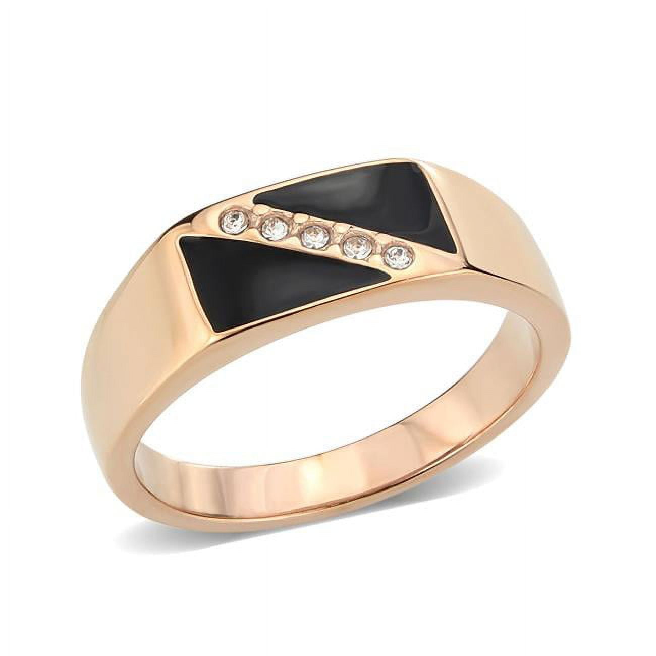TK3831-11 IP Rose Gold Ion Plating Stainless Steel Ring with Top Grade Crystal, Clear - Size 11