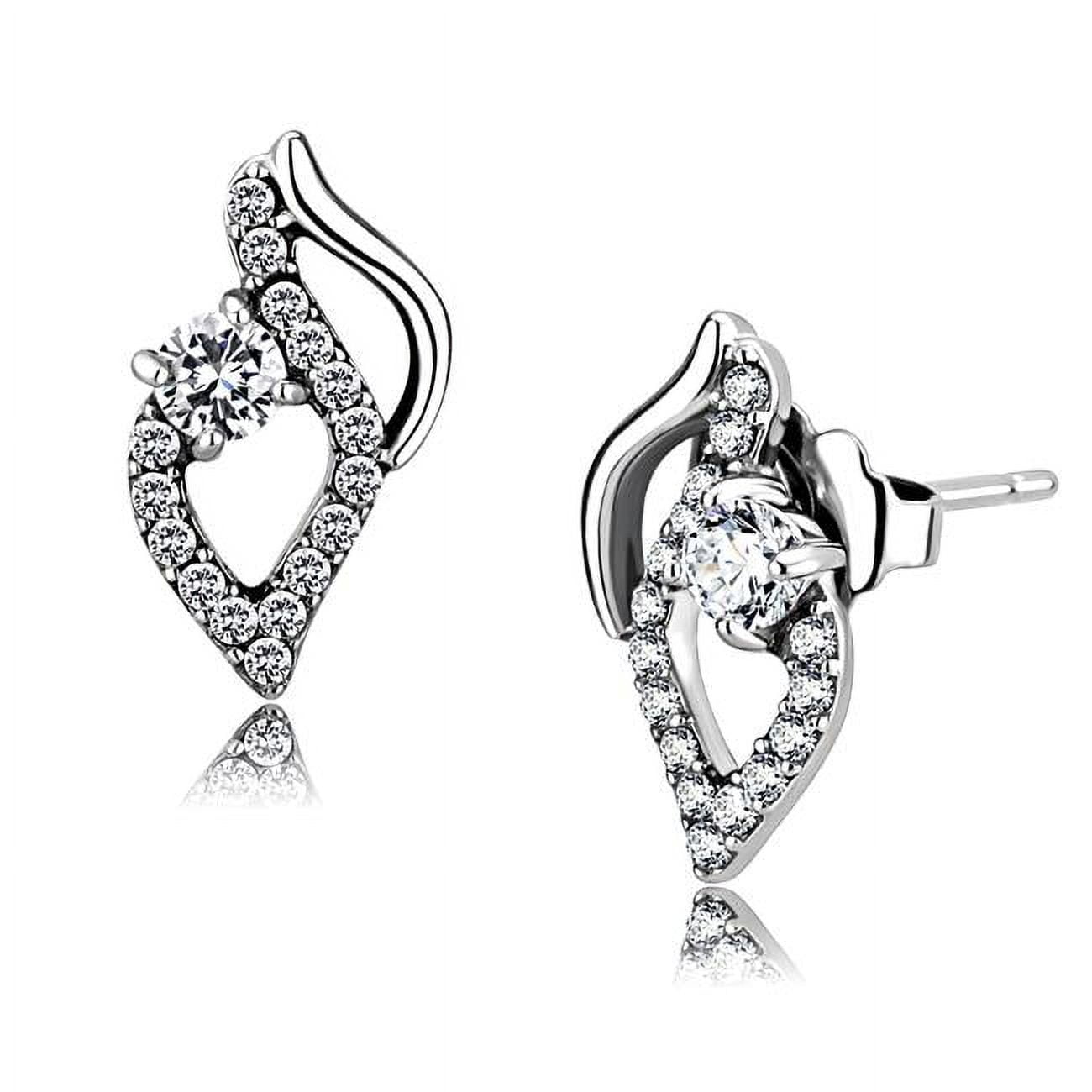 Picture of Alamode DA199 Women High Polished Stainless Steel Earrings with AAA Grade CZ in Clear