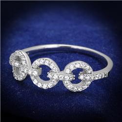Women Rhodium 925 Sterling Silver Ring with AAA Grade CZ in Clear - Size 7