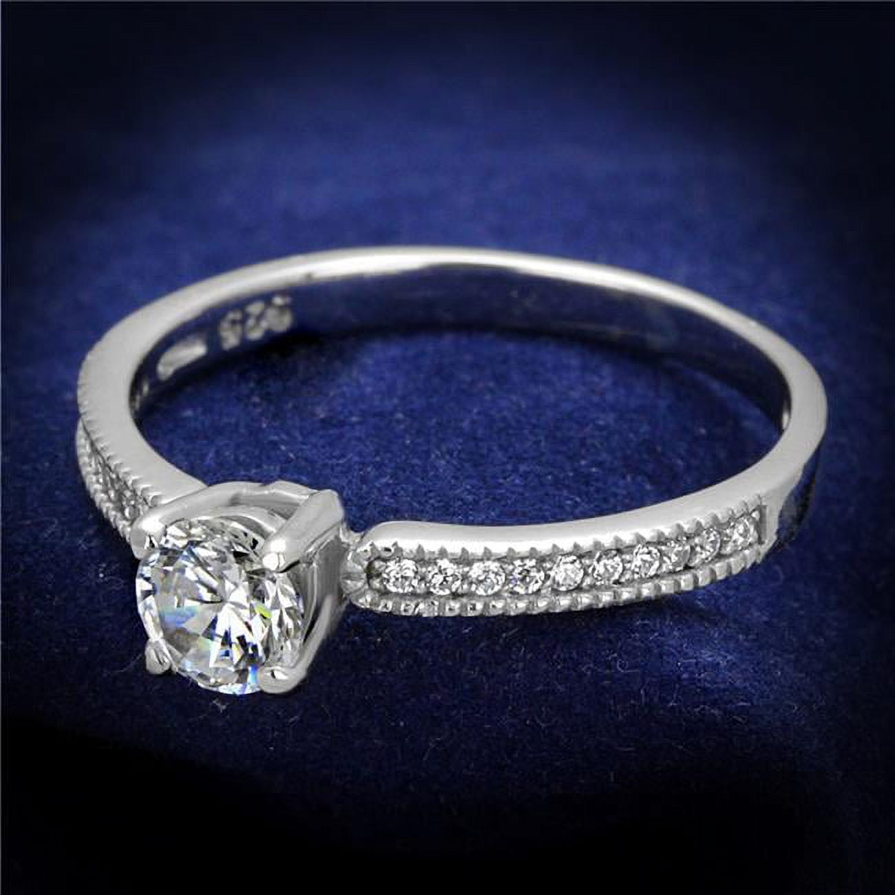 Women Rhodium 925 Sterling Silver Ring with AAA Grade CZ in Clear - Size 8