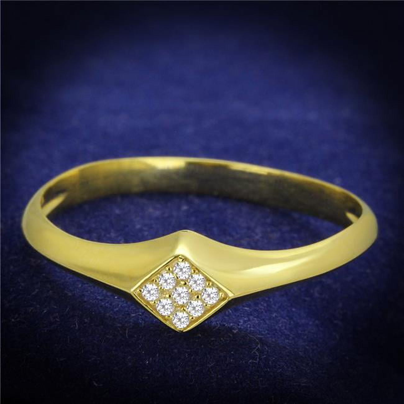 TS406-6 Women Gold 925 Sterling Silver Ring with AAA Grade CZ in Clear - Size 6