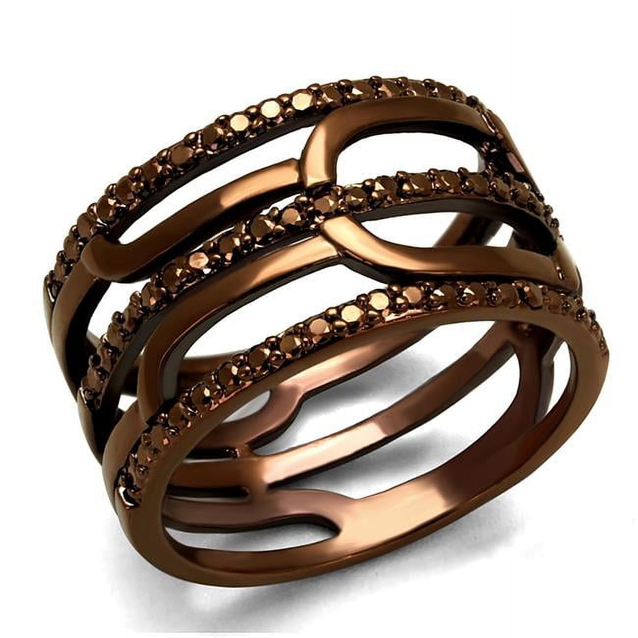 Women IP Coffee Light Brass Ring with AAA Grade CZ in Light Coffee - Size 5