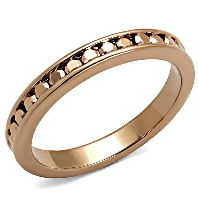 3W1139-6 Women IP Rose Gold Brass Ring with AAA Grade CZ in Metallic Light Gold - Size 6