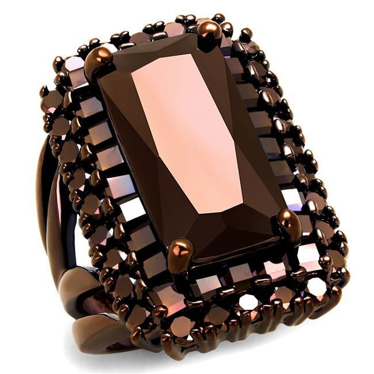Women IP Coffee Light Brass Ring with AAA Grade CZ in Light Coffee - Size 7