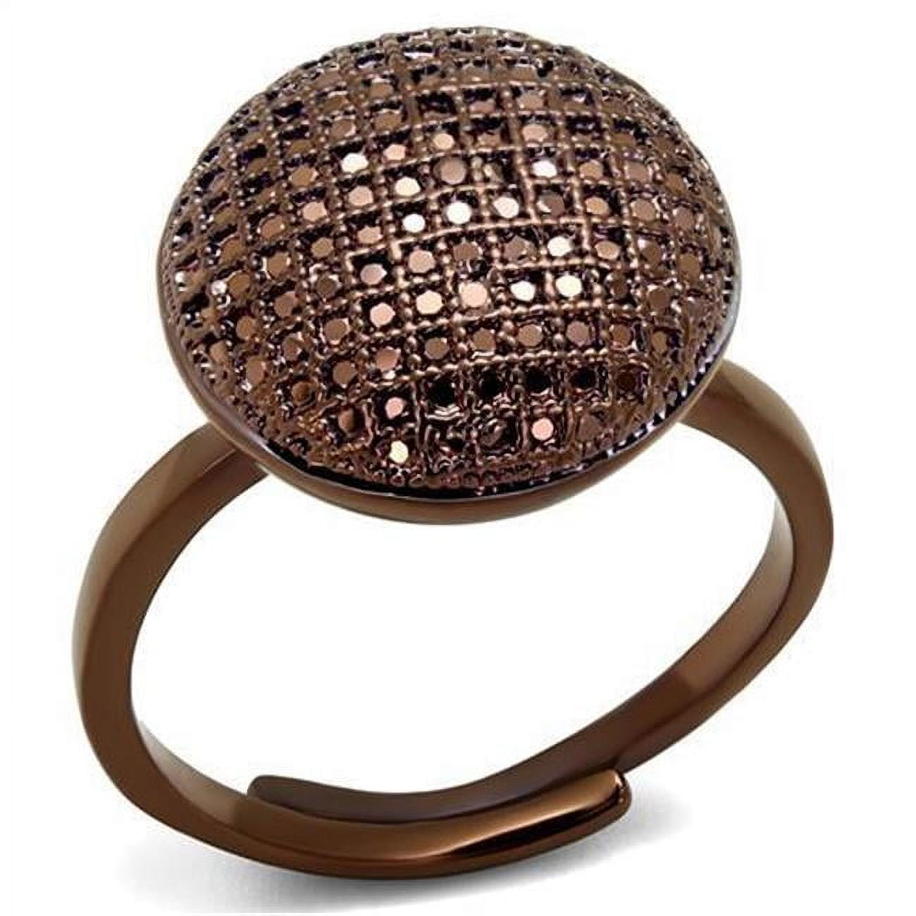 Women IP Coffee Light Brass Ring with AAA Grade CZ in Light Coffee - Size 6