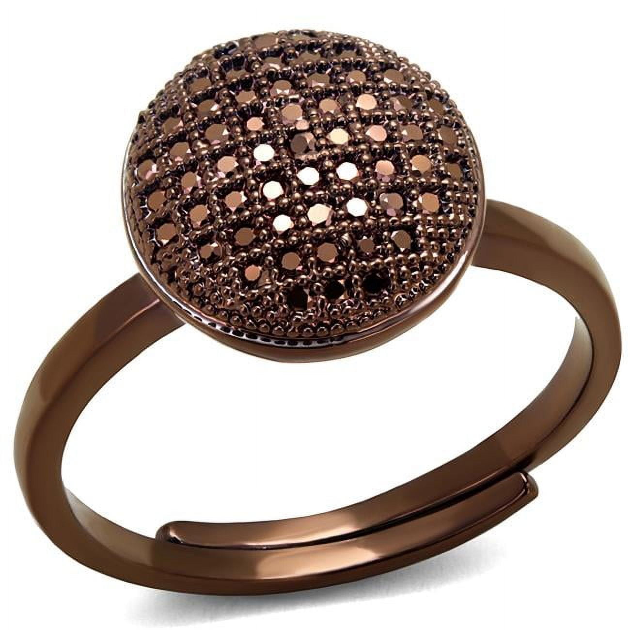 Women IP Coffee Light Brass Ring with AAA Grade CZ in Light Coffee - Size 7