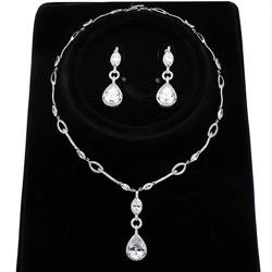 Picture of Alamode 3W1247-16.5 Women Rhodium Brass Jewelry Sets with AAA Grade CZ in Clear - 16.5 in.