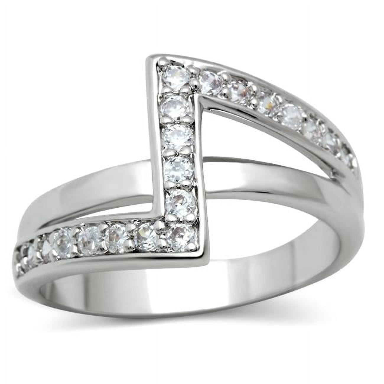 Women Rhodium Brass Ring with AAA Grade CZ in Clear - Size 7