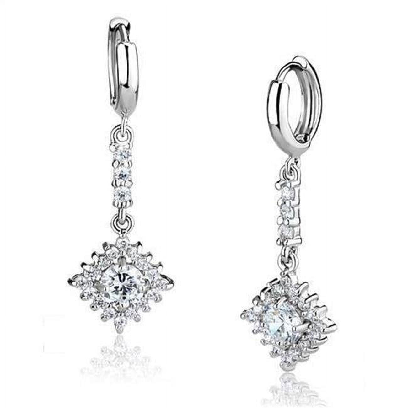 Picture of Alamode 3W1280 Women Rhodium Brass Earrings with AAA Grade CZ in Clear