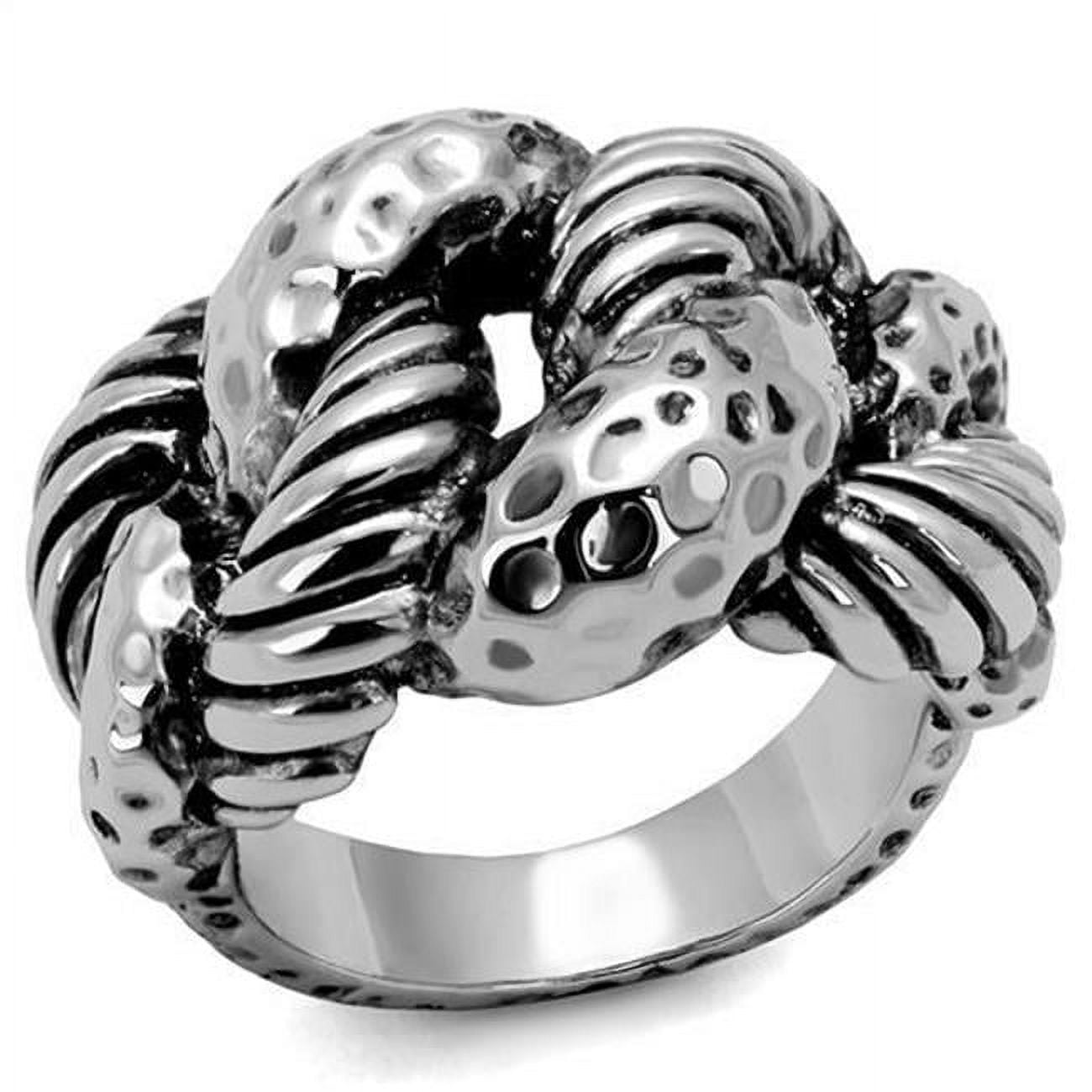 Women Rhodium Brass Ring with Epoxy in Jet - Size 7
