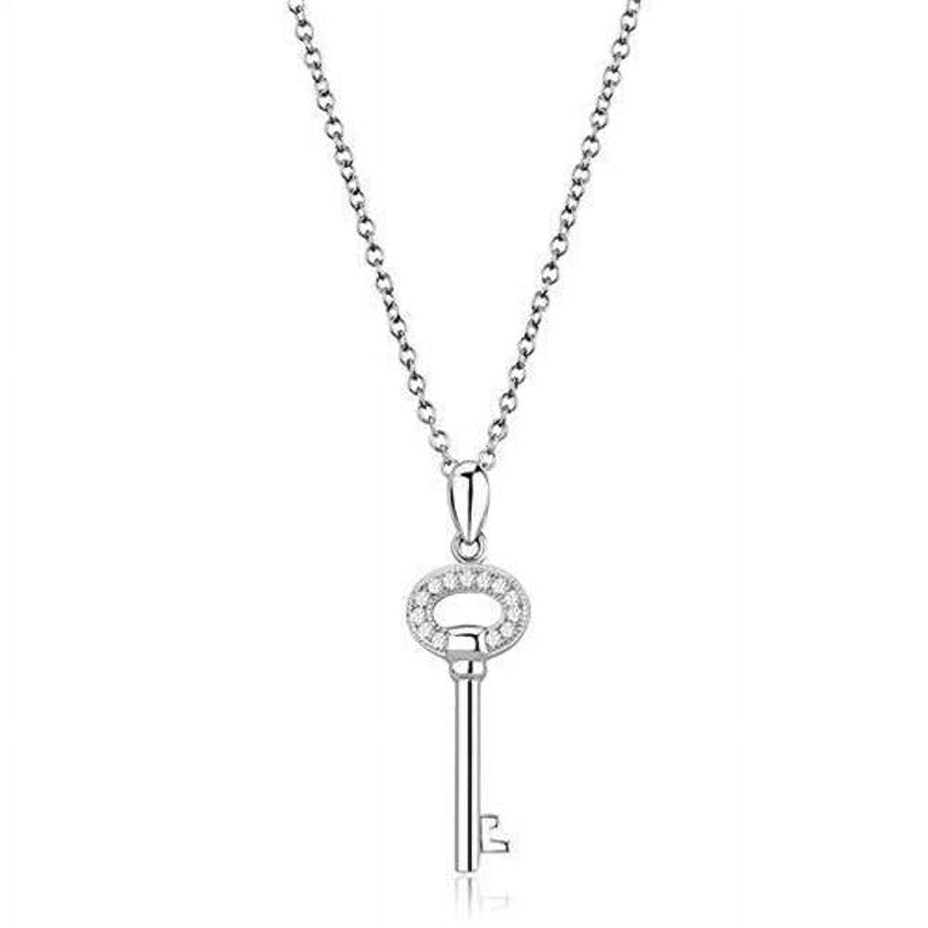 Picture of Alamode 3W1379-16Plus2 Women Rhodium 925 Sterling Silver Chain Pendant with AAA Grade CZ in Clear - 16 & 2 in.