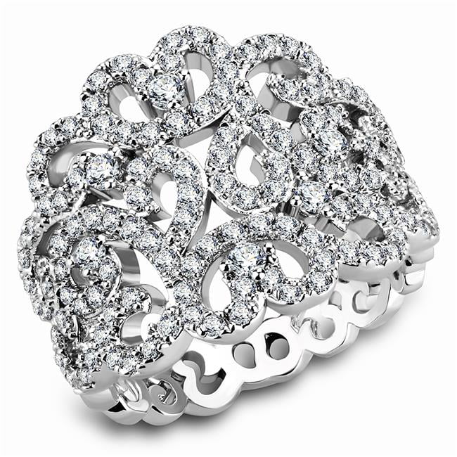 Women Rhodium Brass Ring with AAA Grade CZ in Clear - Size 6