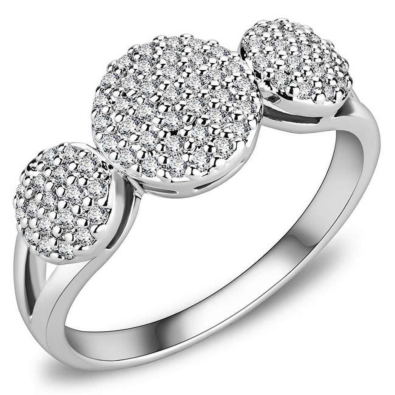 Women Rhodium Brass Ring with AAA Grade CZ in Clear - Size 8
