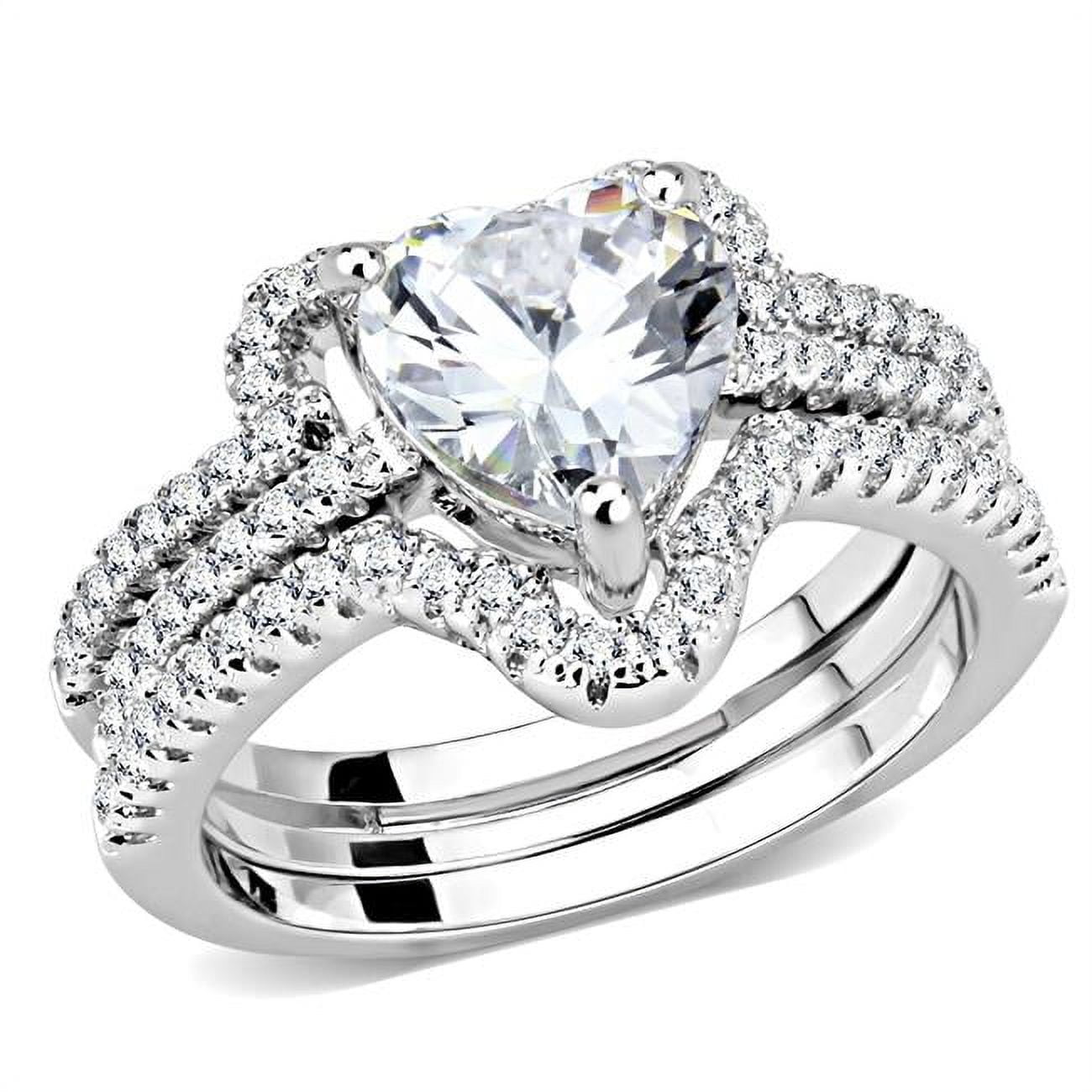 Women Rhodium Brass Ring with AAA Grade CZ in Clear - Size 7