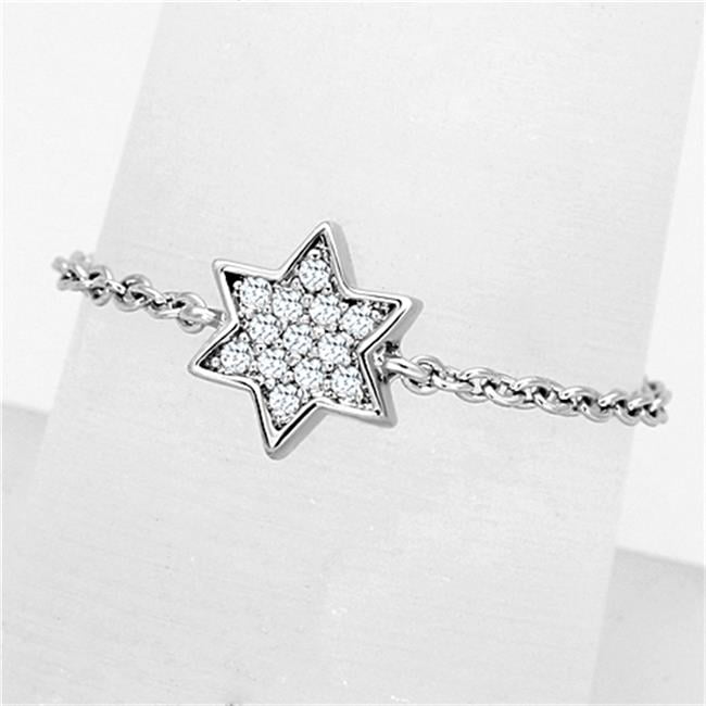 Women Rhodium Brass Ring with AAA Grade CZ in Clear - Size 8
