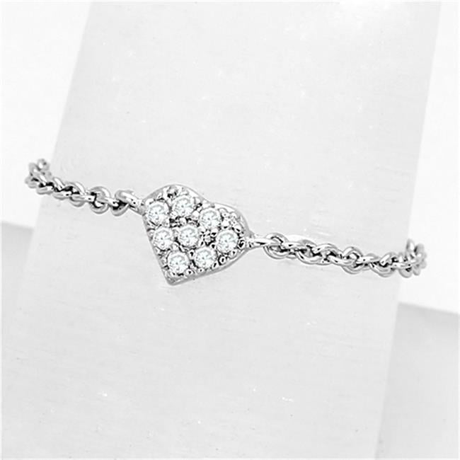 Women Rhodium Brass Ring with AAA Grade CZ in Clear - Size 8