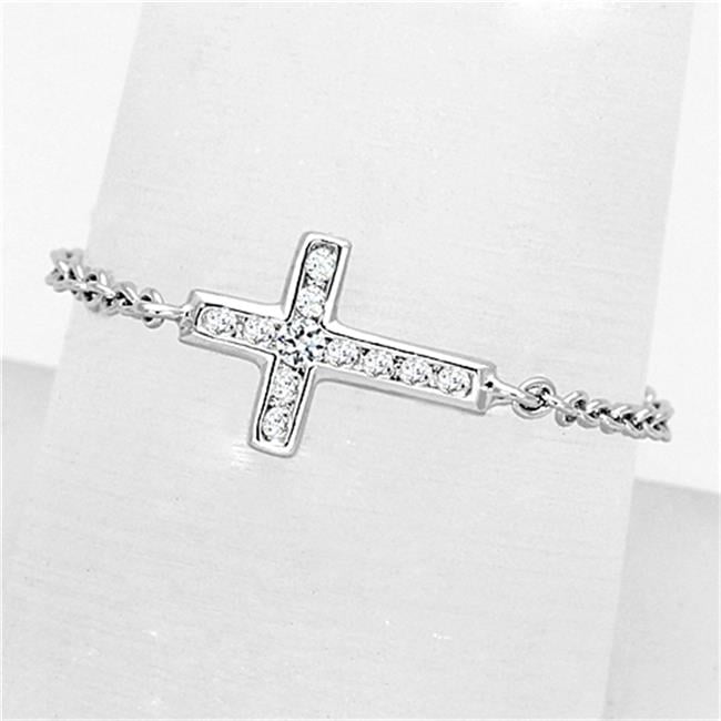 Women Rhodium Brass Ring with AAA Grade CZ in Clear - Size 8