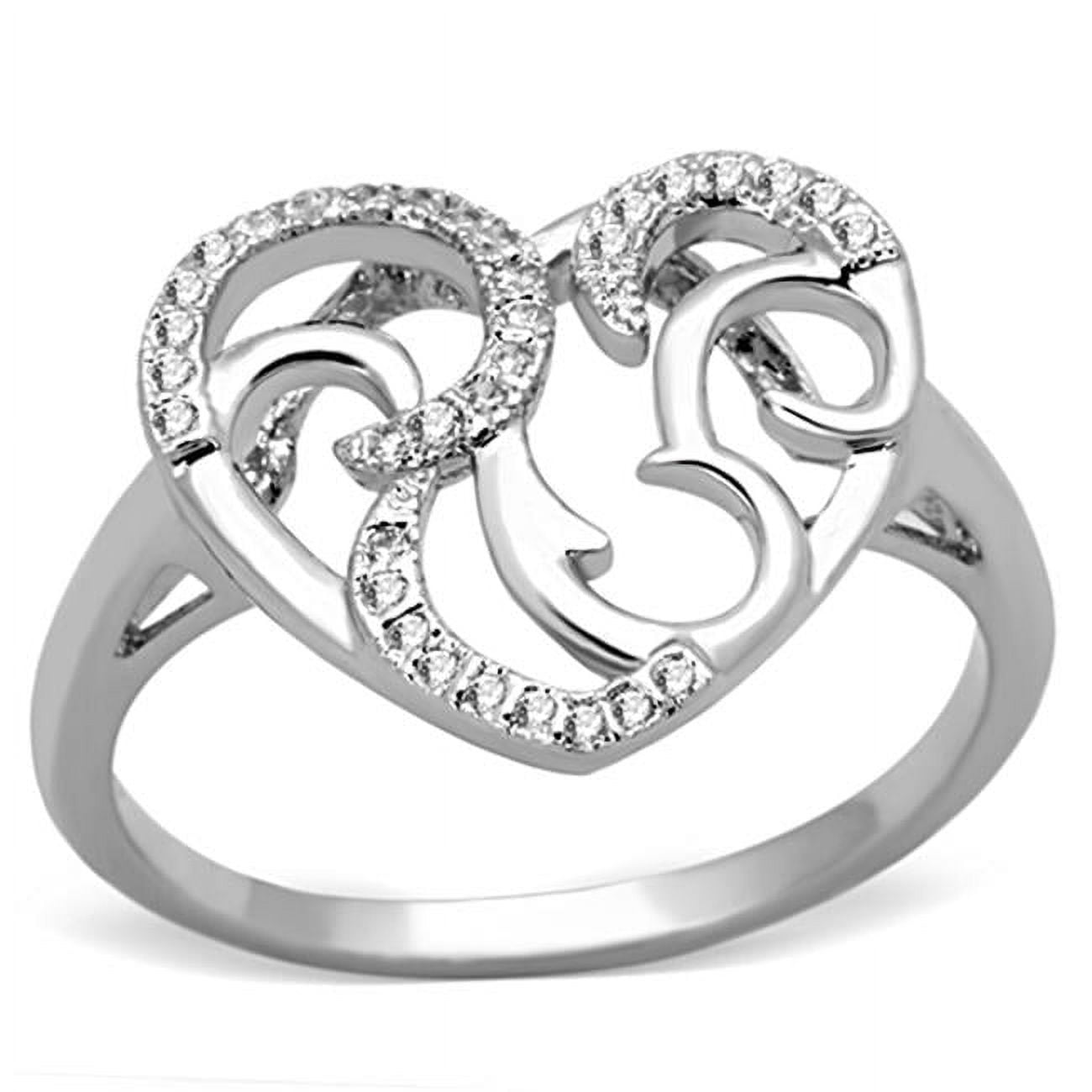 Women Rhodium Brass Ring with AAA Grade CZ in Clear - Size 7