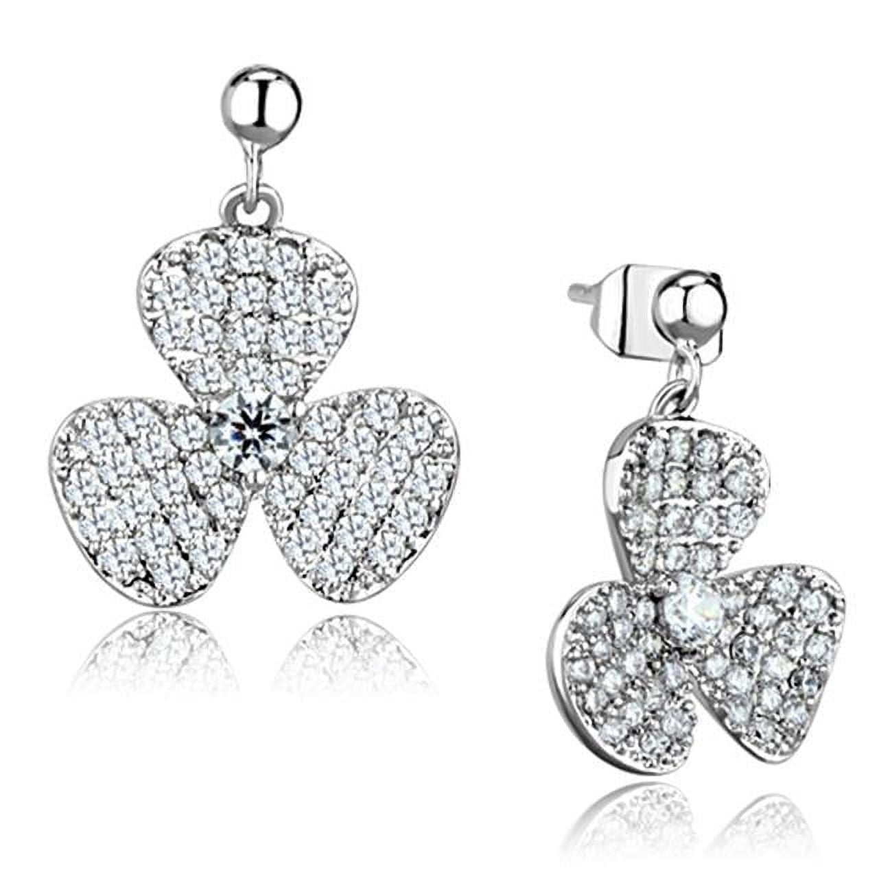 Women Rhodium Brass Earrings with AAA Grade CZ in Clear