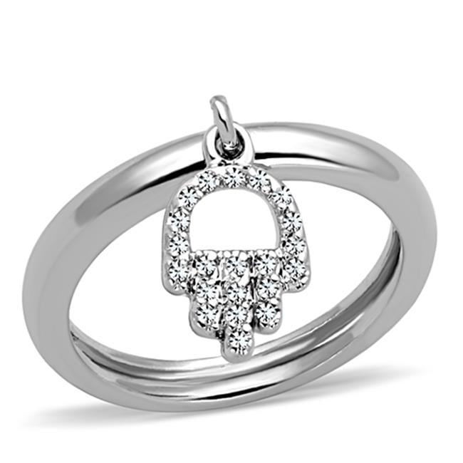 Women Rhodium Brass Ring with AAA Grade CZ in Clear - Size 7