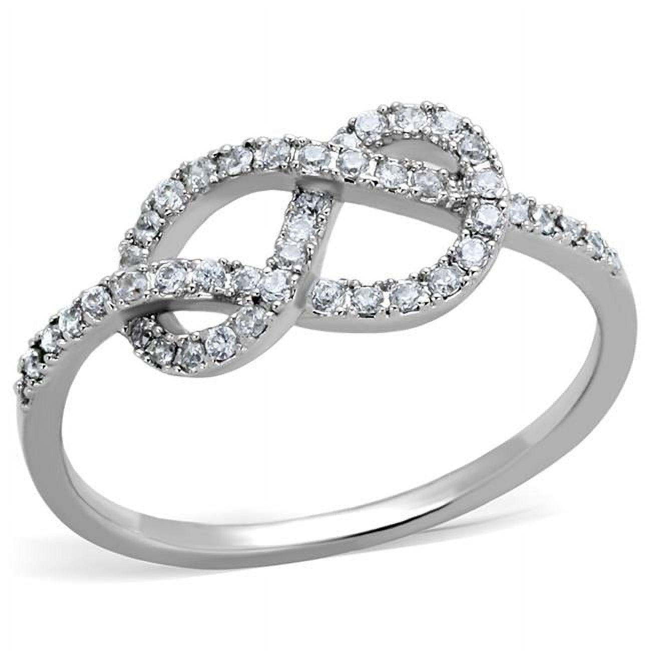 Women Rhodium Brass Ring with AAA Grade CZ in Clear - Size 5
