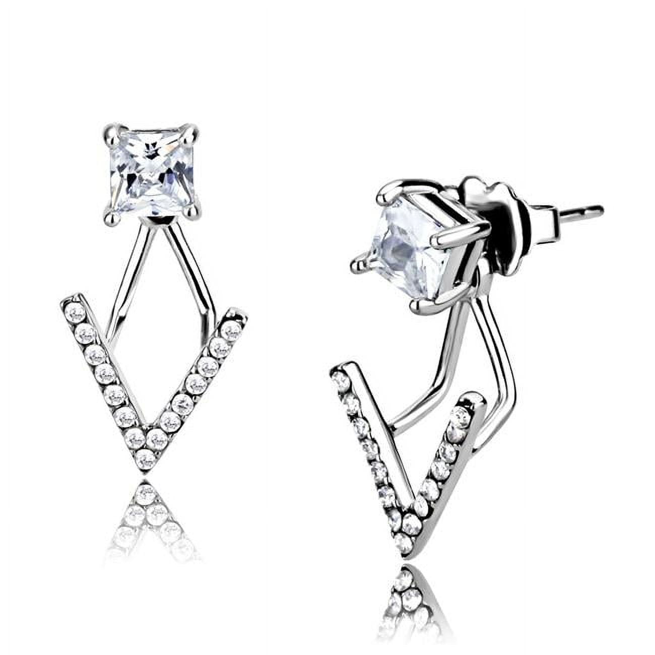 Picture of Alamode DA292 Women High Polished Stainless Steel Earrings with AAA Grade CZ in Clear