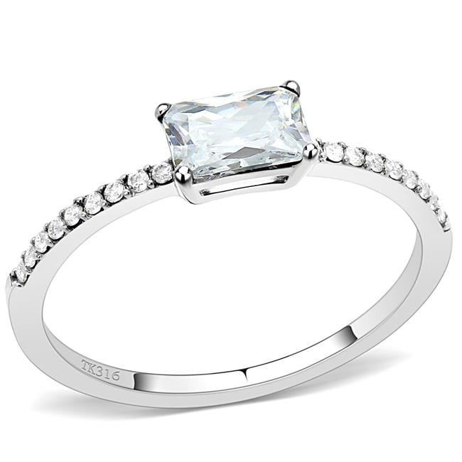 Picture of Alamode DA009-6 Women High Polished Stainless Steel Ring with Cubic in Clear - Size 6