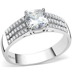 Picture of Alamode DA020-8 Women High Polished Stainless Steel Ring with Cubic in Clear - Size 8