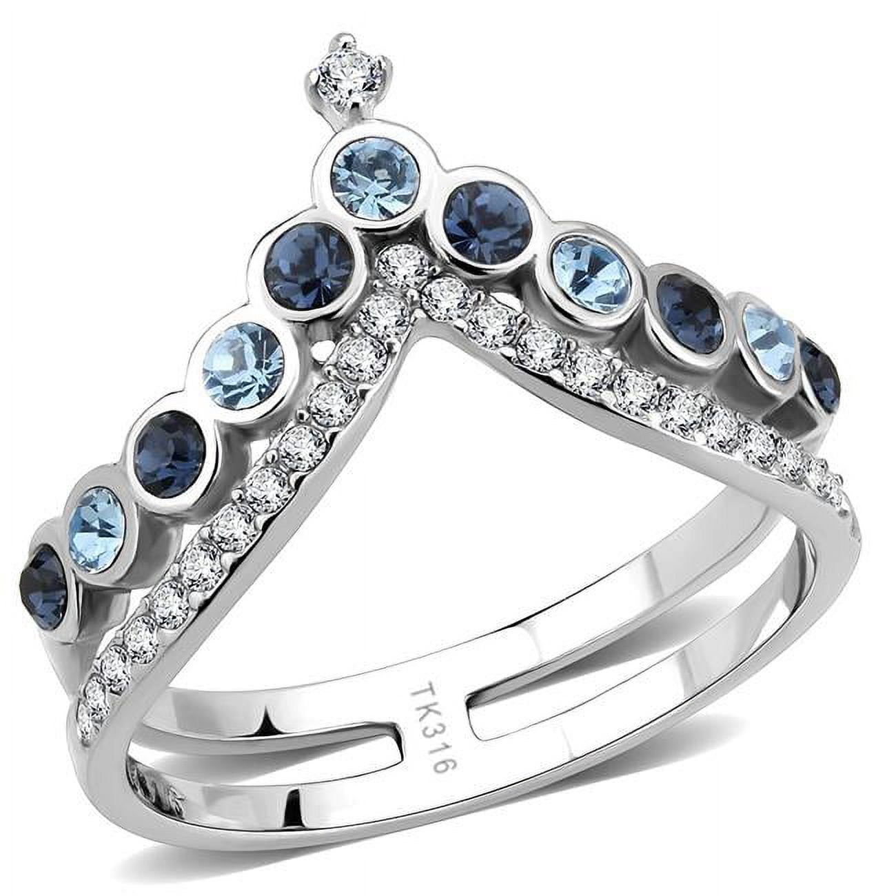 DA305-6 Women No Plating Stainless Steel Ring with Top Grade Crystal in Multi Color - Size 6