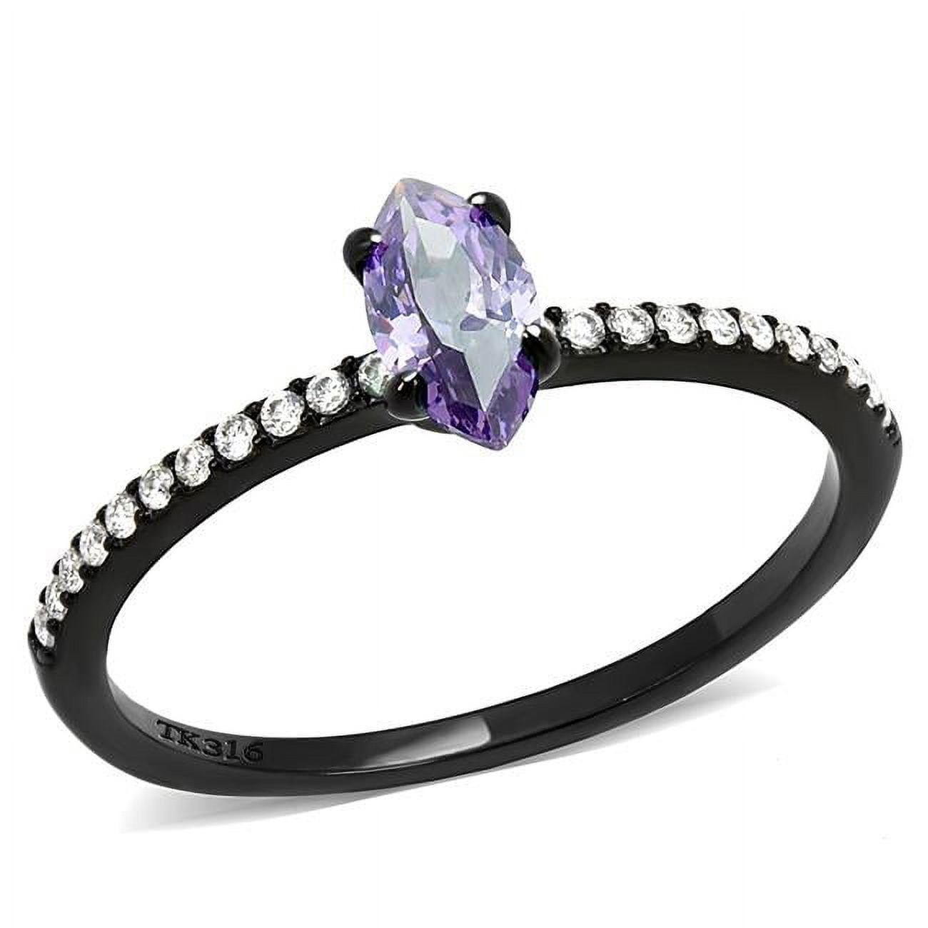 DA032-7 Women IP Black Stainless Steel Ring with AAA Grade CZ in Amethyst - Size 7