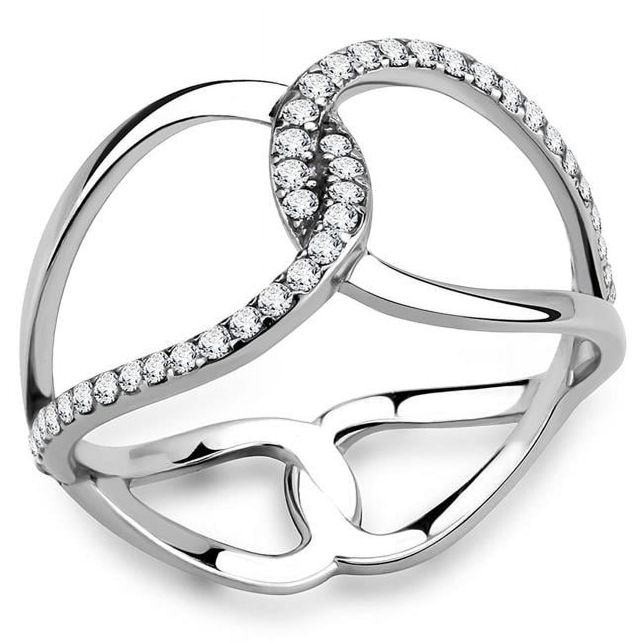 Women No Plating Stainless Steel Ring with AAA Grade CZ in Clear - Size 5