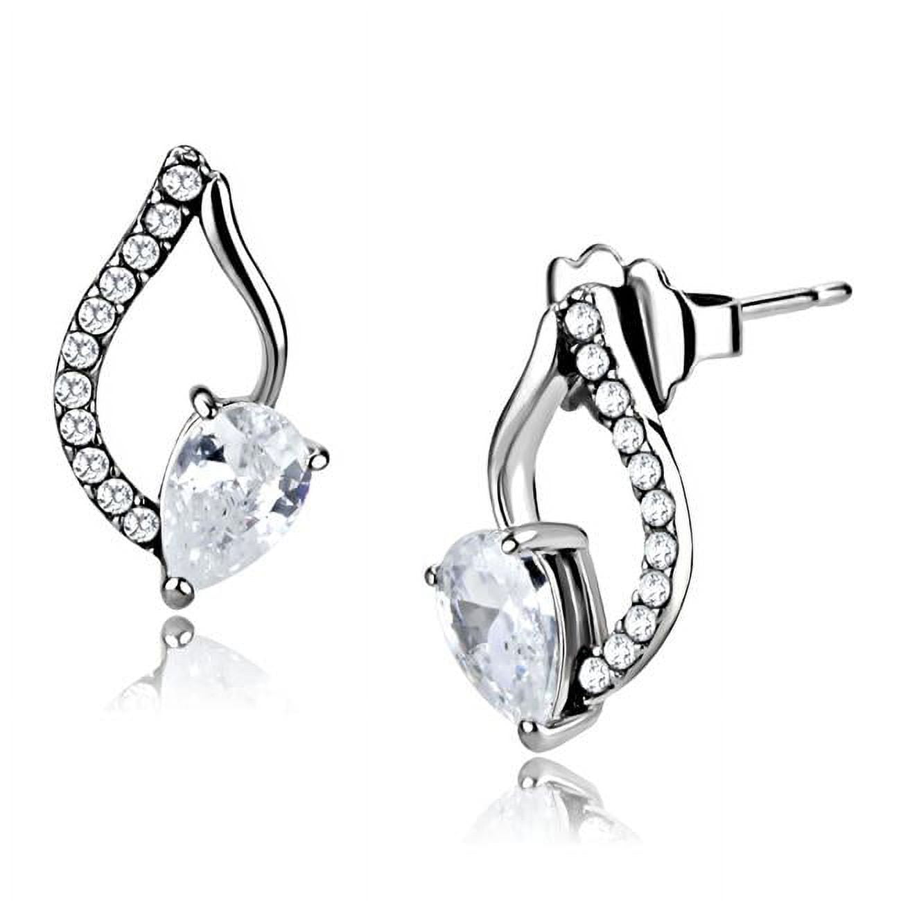 Picture of Alamode DA290 Women High Polished Stainless Steel Earrings with AAA Grade CZ in Clear