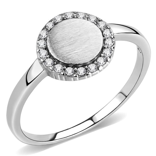 Women No Plating Stainless Steel Ring with AAA Grade CZ in Clear - Size 5