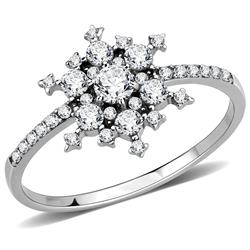 Women No Plating Stainless Steel Ring with AAA Grade CZ in Clear - Size 9