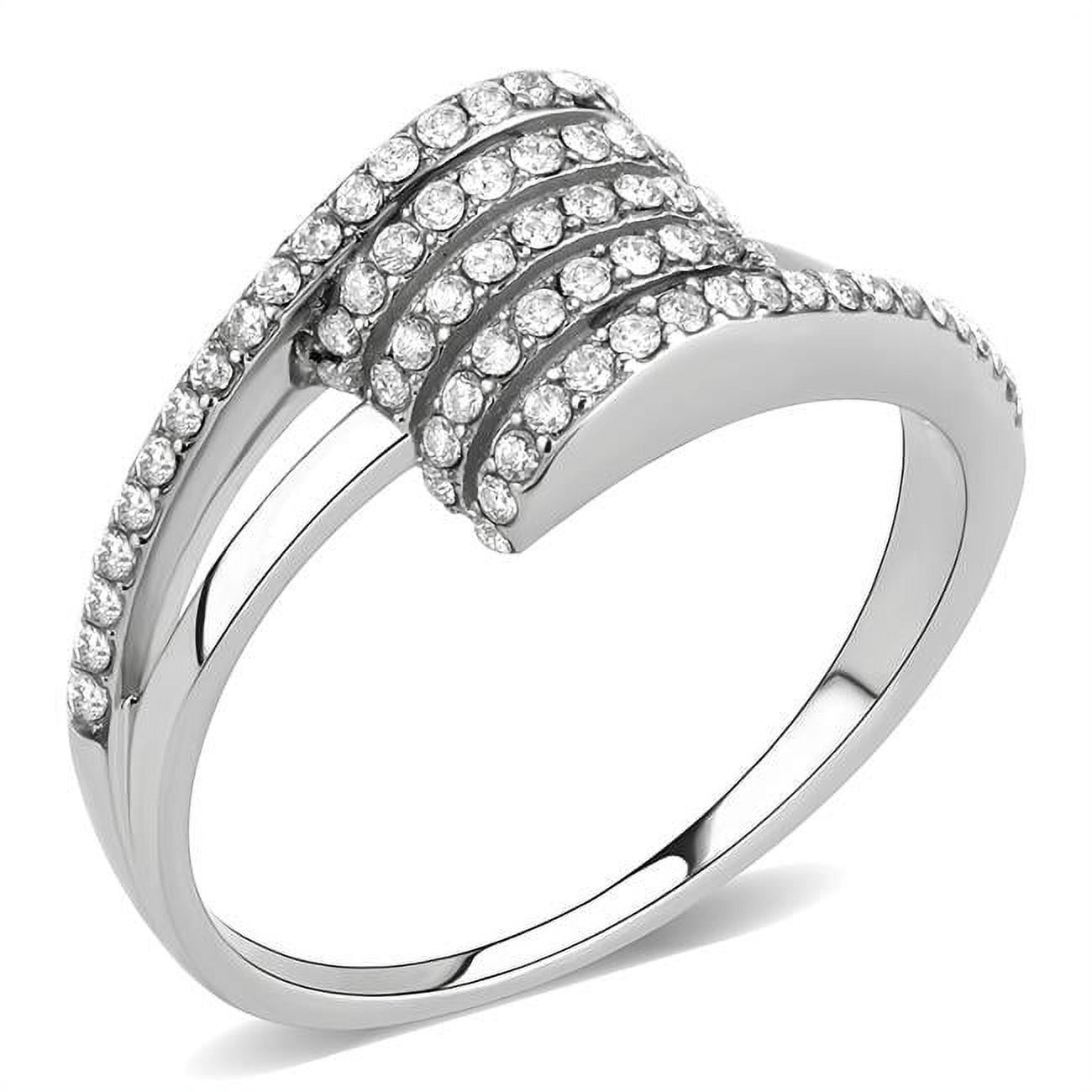 Women No Plating Stainless Steel Ring with AAA Grade CZ in Clear - Size 6