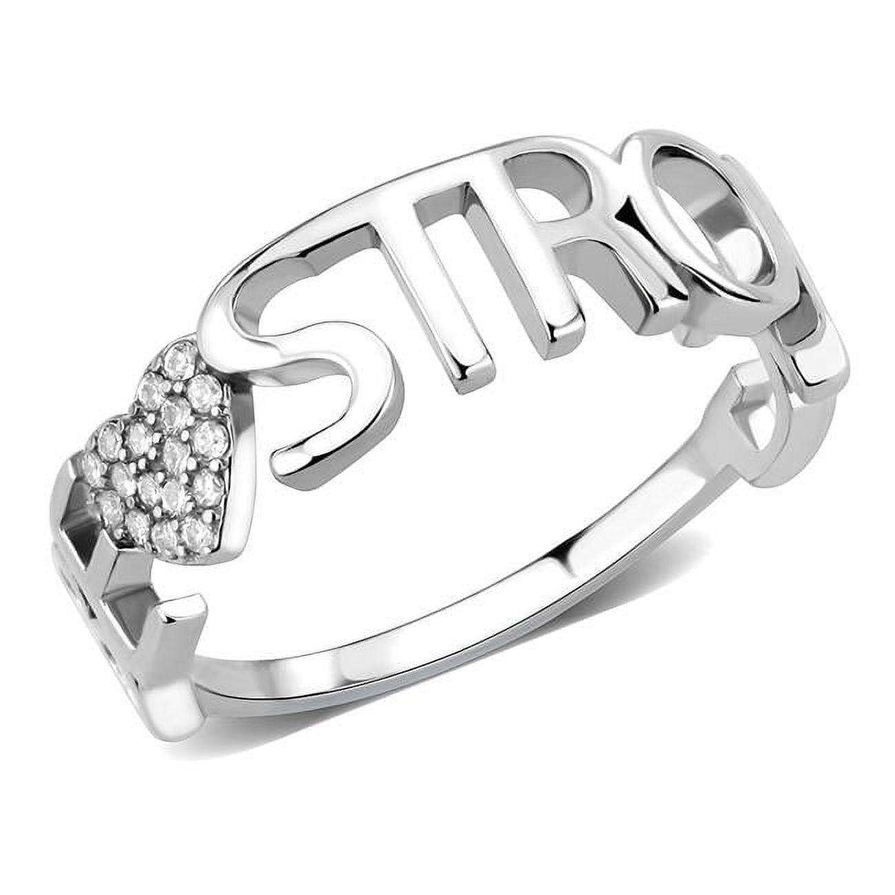 Women High Polished Stainless Steel Ring with AAA Grade CZ in Clear - Size 7