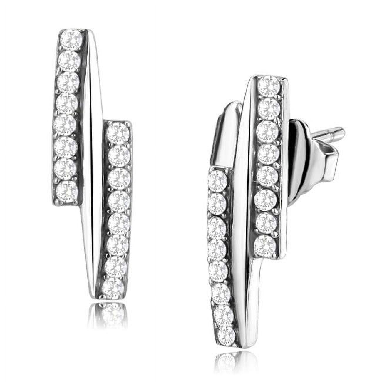 Picture of Alamode DA369 Women High Polished Stainless Steel Earrings with AAA Grade CZ in Clear