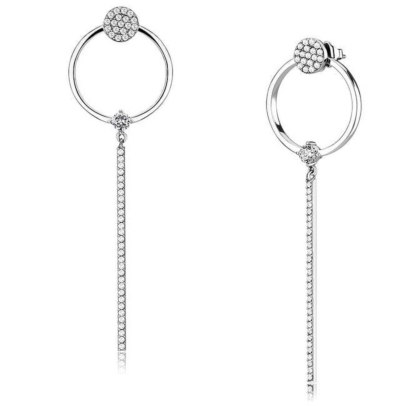 Picture of Alamode DA371 Women High Polished Stainless Steel Earrings with AAA Grade CZ in Clear
